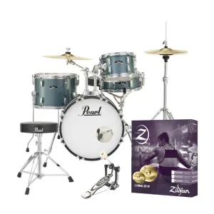 Pearl Roadshow X 18" 4-Piece Drum Kit Package with Zildjian Cymbals & Hardware - Aqua Blue Glitter