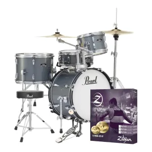 Pearl Roadshow X 18" 4-Piece Drum Kit Package with Zildjian Cymbals & Hardware - Charcoal Metallic
