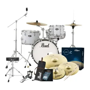 Pearl Roadshow X 18" 4-Piece Drum Kit Package with Zildjian Cymbals & Hardware - Pure White