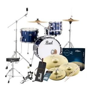 Pearl Roadshow X 18" 4-Piece Drum Kit Package with Zildjian Cymbals & Hardware - Royal Blue Metallic