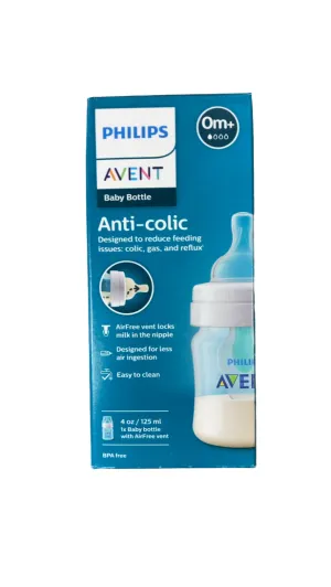 Philips Avent Anti-Colic Bottles With AirFree Vent, 1 Pack, 4oz, Clear