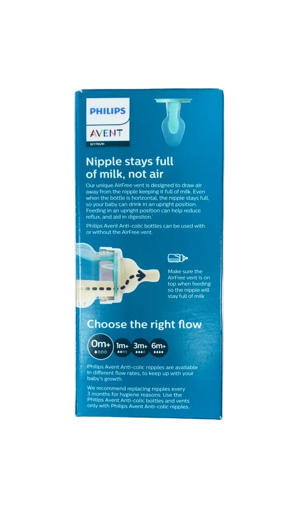 Philips Avent Anti-Colic Bottles With AirFree Vent, 1 Pack, 4oz, Clear