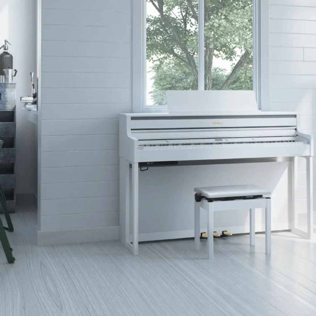 Roland HP702 Digital Piano & Stool - White