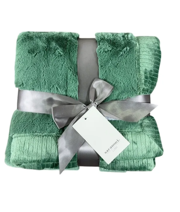 Saranoni Satin Border Receiving Blanket, Seagrass