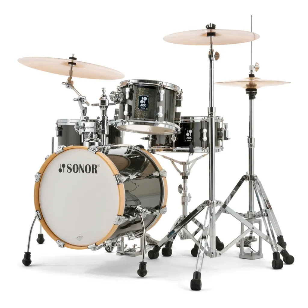 Sonor AQX Series Jungle Drum Set, Black Midnight Sparkle