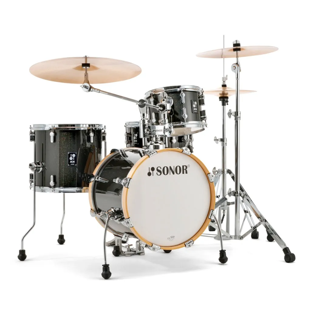 Sonor AQX Series Jungle Drum Set, Black Midnight Sparkle