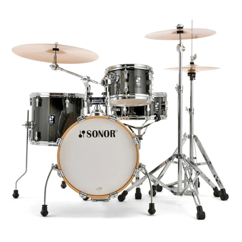 Sonor AQX Series Jungle Drum Set, Black Midnight Sparkle