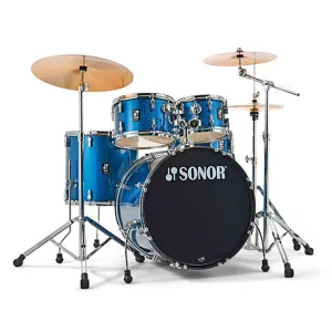 Sonor AQX Series Stage 5-Piece Kit with 1000 Series Hardware Set & Cymbals - Blue Ocean Sparkle