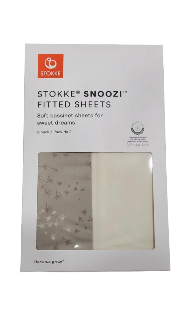 Stokke Snoozi Fitted Sheets 2 Pack, Dandelion Beige/Vanilla Cream