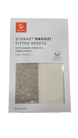 Stokke Snoozi Fitted Sheets 2 Pack, Dandelion Beige/Vanilla Cream