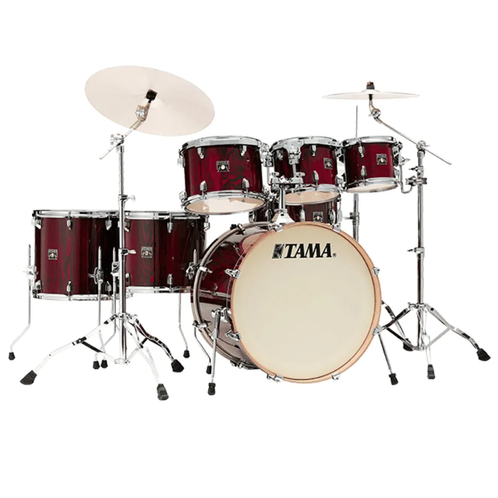 Tama CL72S Superstar Classic 7-Piece Shell Pack with 22" Bass Drum and SM5W Hardware - Gloss Garnet Lacebark Pine