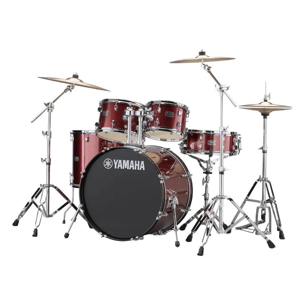 Yamaha Rydeen Euro Size 5-Piece Complete Drum Set with Hardware and Cymbals - Burgundy Glitter
