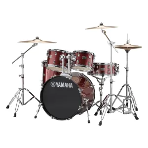 Yamaha Rydeen Fusion Size 5-Piece Complete Drum Set with Hardware and Cymbals - Burgundy Glitter