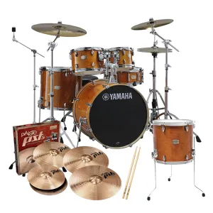 Yamaha Stage Custom Birch Euro Drum Kit Pack (Free 14" Floor Tom) with Hardware Pack & Paiste PST5 Cymbals - Honey Amber